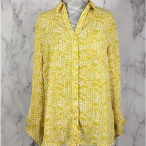 The Limited Yellow and White Button up Blouse | size small | Classic Fit